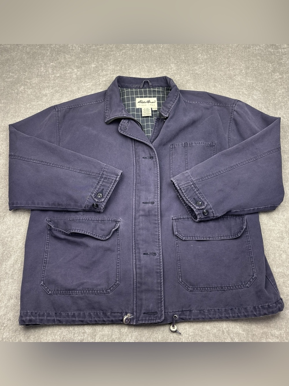 Eddie Bauer Canvas Barn Jacket Utility Coat Blue Womens Large - Cotton